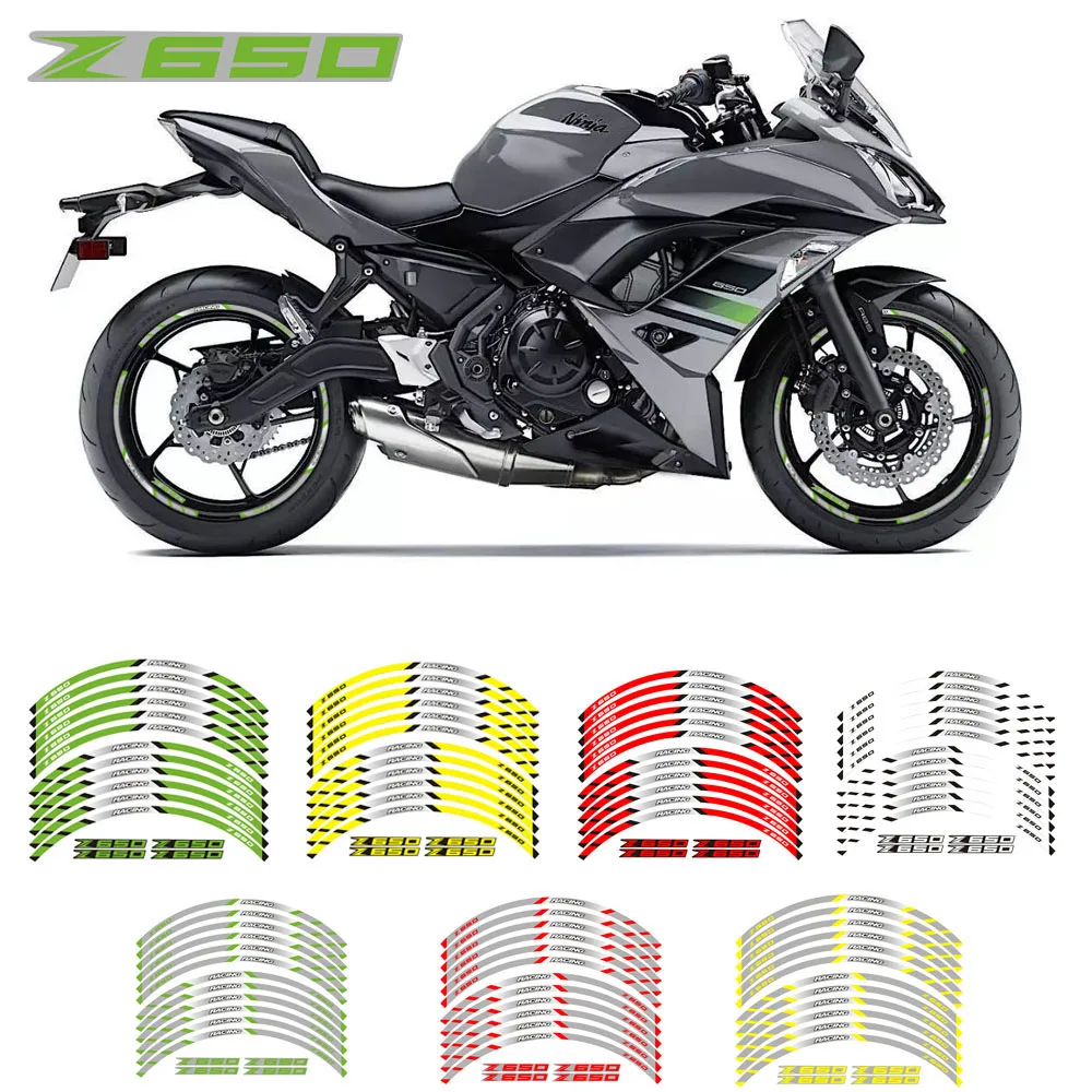 

New high quality 12 Pcs Fit Motorcycle Wheel Sticker stripe Reflective Rim For Kawasaki Z650