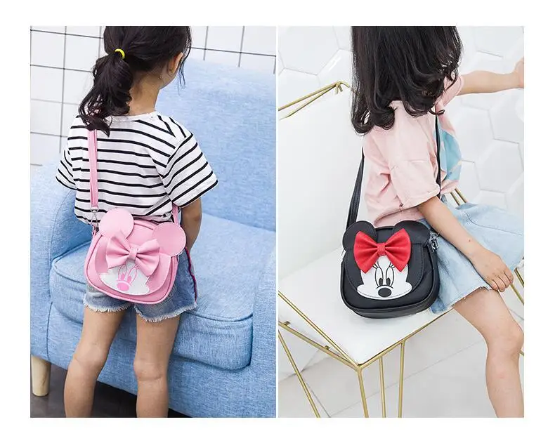 Маленькая сумка на плечо для маленьких девочек с милым Микки Маусом, детские сумки с бантом, модная сумка через плечо для девочек, одна