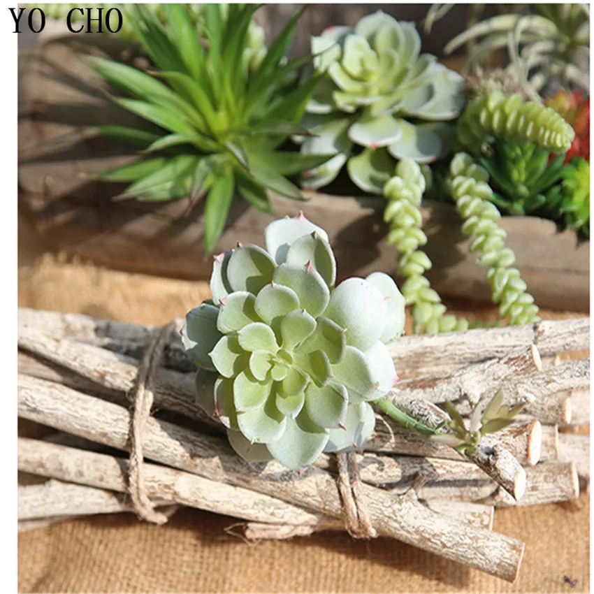 YO CHO 6PCS Artificial Succulents For Wedding Garden Decor DIY Fake