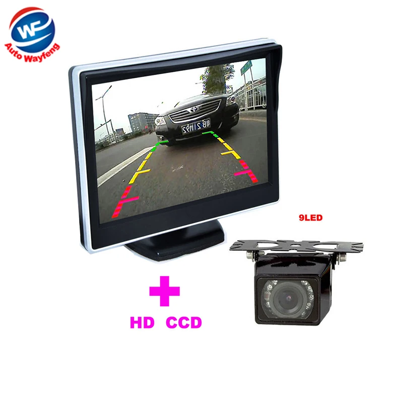 

9LED Car Rearview Camera+5" TFT LCD Monitor For Reversing Backup CCD CCD 170 Lens Angle Rear view Auto Parking Camera