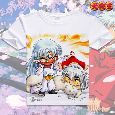 Аниме унисекс Топы Тройник Inuyasha футболка аниме Sesshoumaru короткий рукав Футболка Moneca Stori дышащие мужские и женские футболки