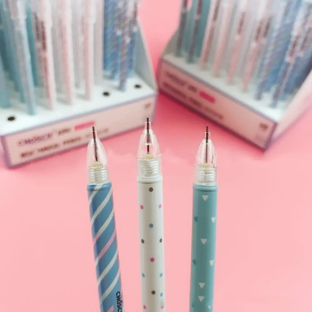 2pcs Cute Dot Stripe Mechanical Pencils Plastic Automatic Pencils Kawaii School Stationery Kids Gift Office Writing Supplies