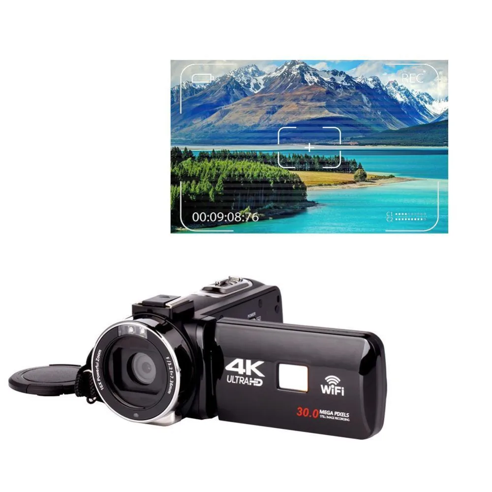 Горячая новинка, профессиональная спортивная видеокамера Ultra HD 4K Wifi с дистанционным управлением, ночное видение, 3,0 дюйма, сенсорный ЖК-экран, водонепроницаемая камера