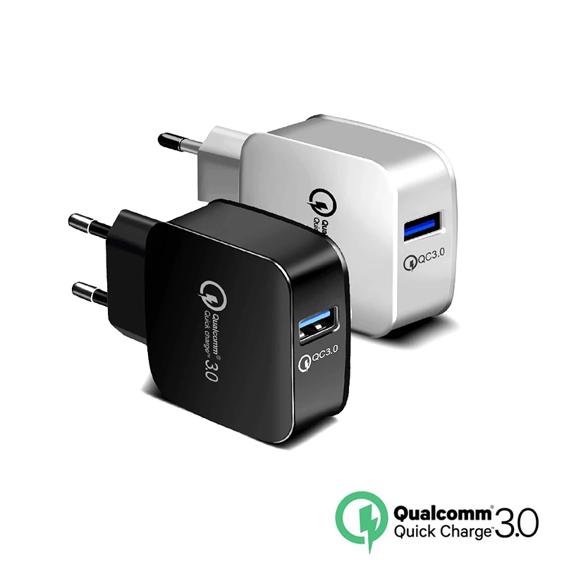 

Quick Charge 3.0 EU/US 18W Charger Plug Fast Charging Universal Wall Travel Usb Charger Adapter For iPhone XS Xiaomi QC3.0 Cable