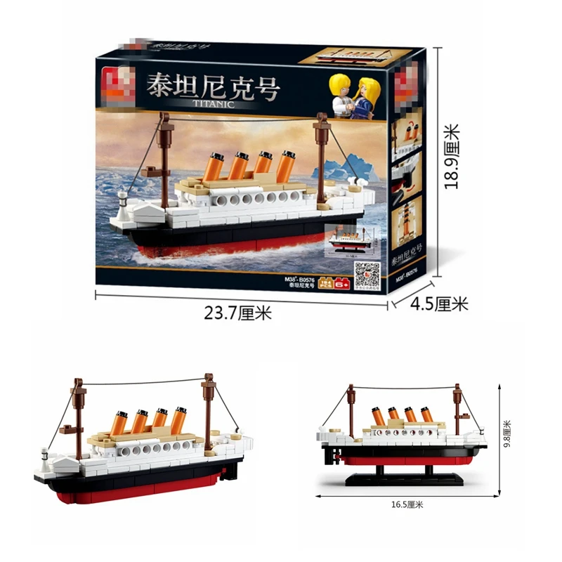 

2019 Creative 194Pcs Titanic Ship Model Compatible with Legoings Building Blocks Digital Brick Children's Educational Toys Gifts