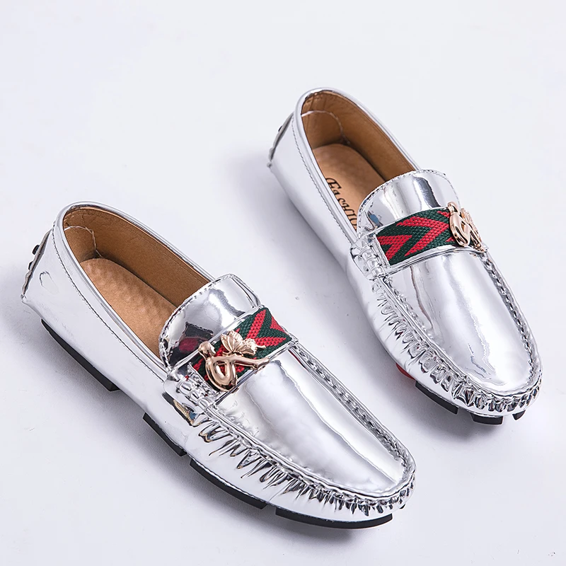 

New Arrival Loafers Shoes For Men Plus Size Walking Driver Footwear Men Brand Flats Boat Shoes Mens Gold Silver Platform Shoes