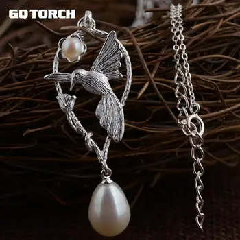 

Flying Bird Pearl Necklace Pendants Real Silver 925 Exquisite Unique Design Pearl Jewelry Chokers Necklaces For Women