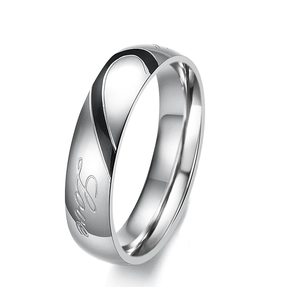 Half Heart Couple Ring Matching Promise Rings Valentine | Fruugo NO