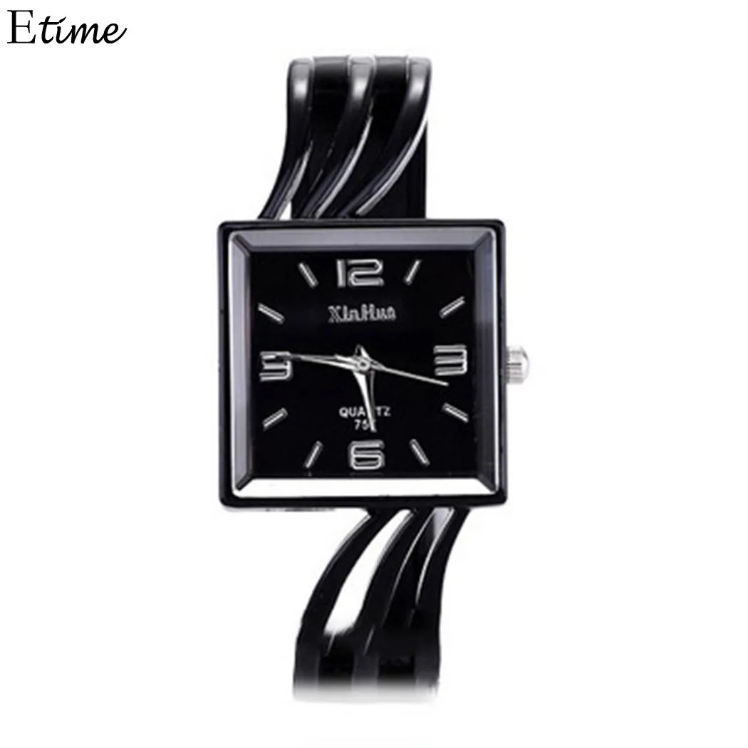 Fashion Watch Women Watches Office Square Dial Bangle Cuff Bracelet