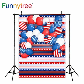 

Funnytree backdrops for photography studio flag balloons American Independence Day stripes party background photobooth prop