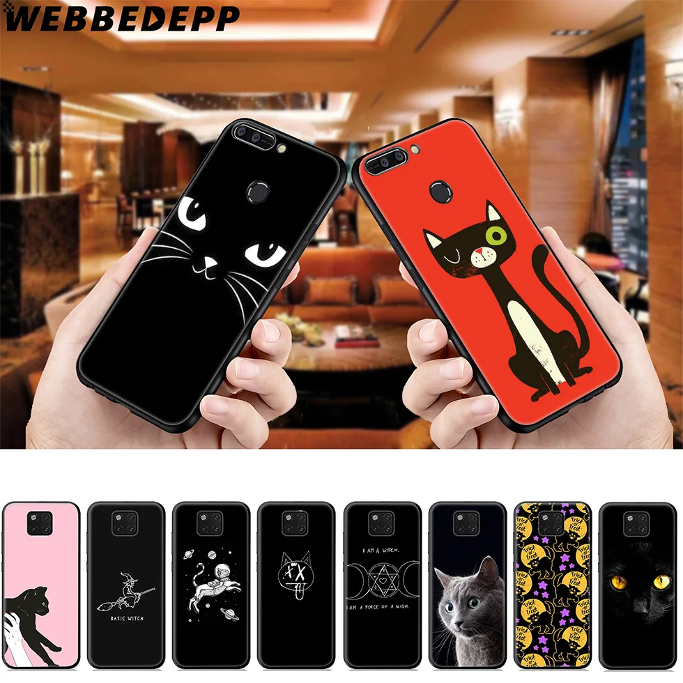 Мягкий чехол Blue Eyes in Black Cat для Huawei Mate Honor 20 6A 7A 7C 7X 8 9 9X 10 View Lite Pro 30 |