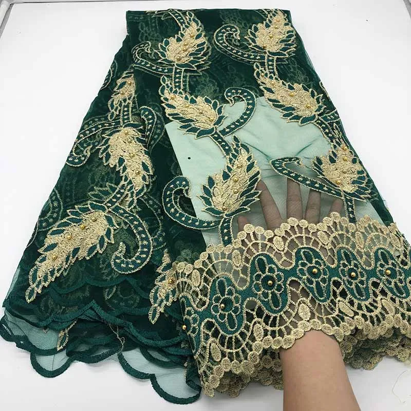 

New Design French Lace Fabric Pure White Nigeria Lace 2019 High Quality Beaded African Tulle Lace Fabric For Wedding Party Dress