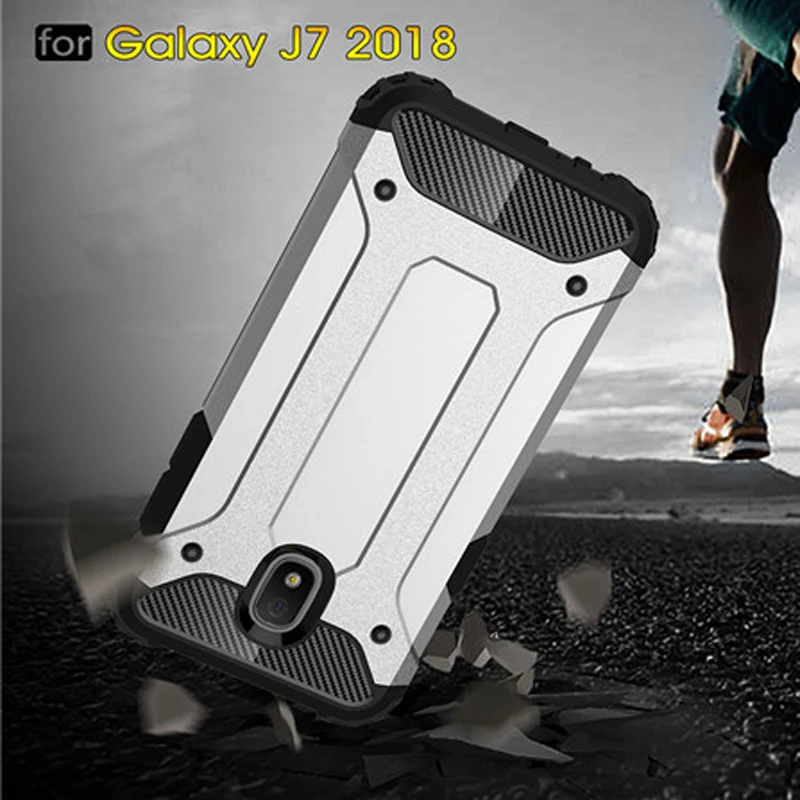 

Soft Silicon + PC Hard Armor Anti-knock Back Cover Case For Samsung Galaxy J7 2018