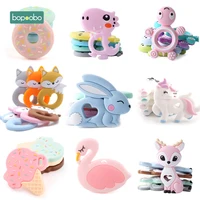 Bopoobo 1PCS Baby Teether Silicone Rabbit Food Grade Bunny Teether Nursing Teething Necklace Accessories Silicone Animal Teether 1