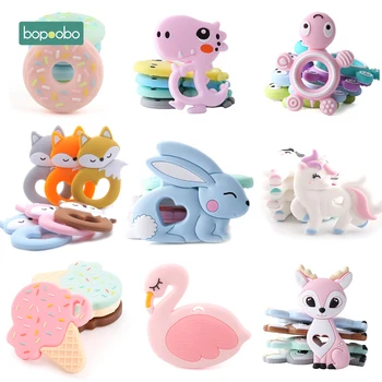 

Bopoobo 1pc Baby Teether Silicone Rabbit Food Grade Bunny Teether Nursing Teething Necklace Accessories Silicone Animal Teether