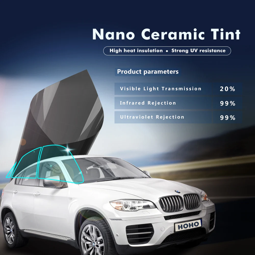 Sunice Black Window Tint Film Tinting 20%VLT 99%UV Proof Nano Ceramic Solar Tint sun control anti-UV car foils sticker 75x200cm