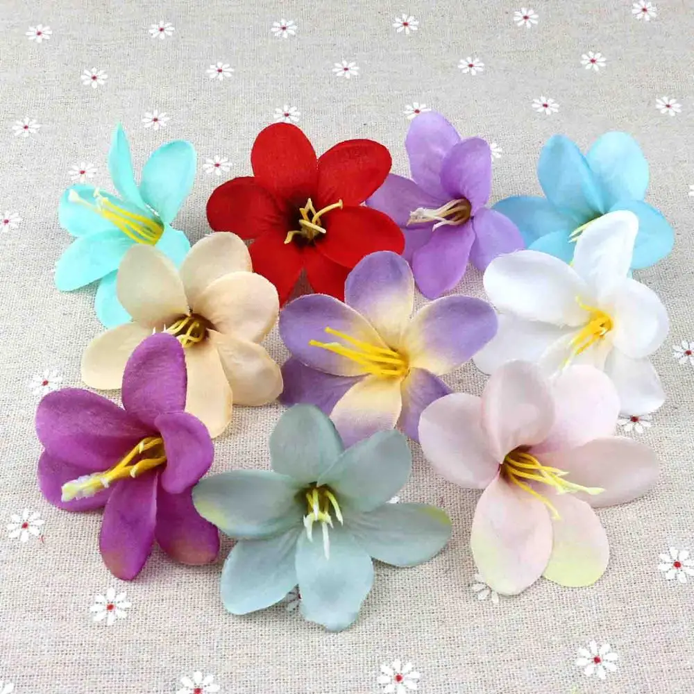 

30Pcs/Lot 6 cm Silk Lily Artificial Flower Heads Bulk For Wedding Decoration DIY Garland Decorative Floristry Fake Flowers