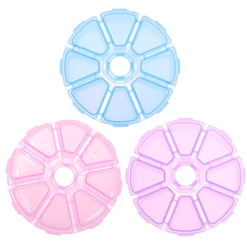 

8 Lattices Storage Box Plastic Round Clear Case for Beads Jewelry Organizer Container Box Embroidery Home Organizer