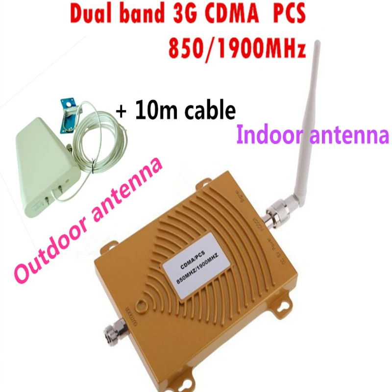 

Full Set Dual Band 65dbi CDMA 850MHz + PCS 1900Mhz Mobile Phone Signal Repeater 3G CDMA PCS Booster Amplifier +Antenna+Cable