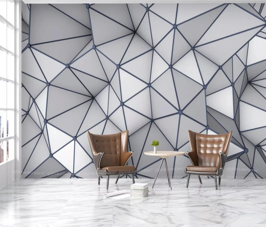 抽象的な幾何学パターンの壁紙ロール3d壁画寝室用フォト壁紙壁アート装飾キャンバス三角形コンタクト紙 Wallpapers Aliexpress