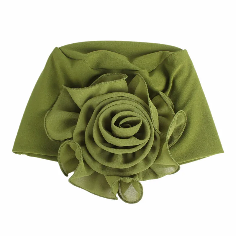 New Woman Beautiful Flower Turban Elastic Cloth Head Cap Hat Muslim Women's Hijabs Ladies Hair Accessories Scarf Cap 4
