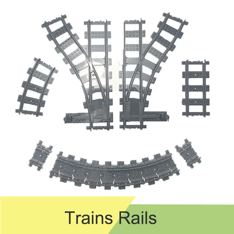 10-100 шт. городской поезд рельс прямой и изогнутые рельсы гибкий рельсовый переключатель строительные блоки Совместимые Legingly Track детские игрушки