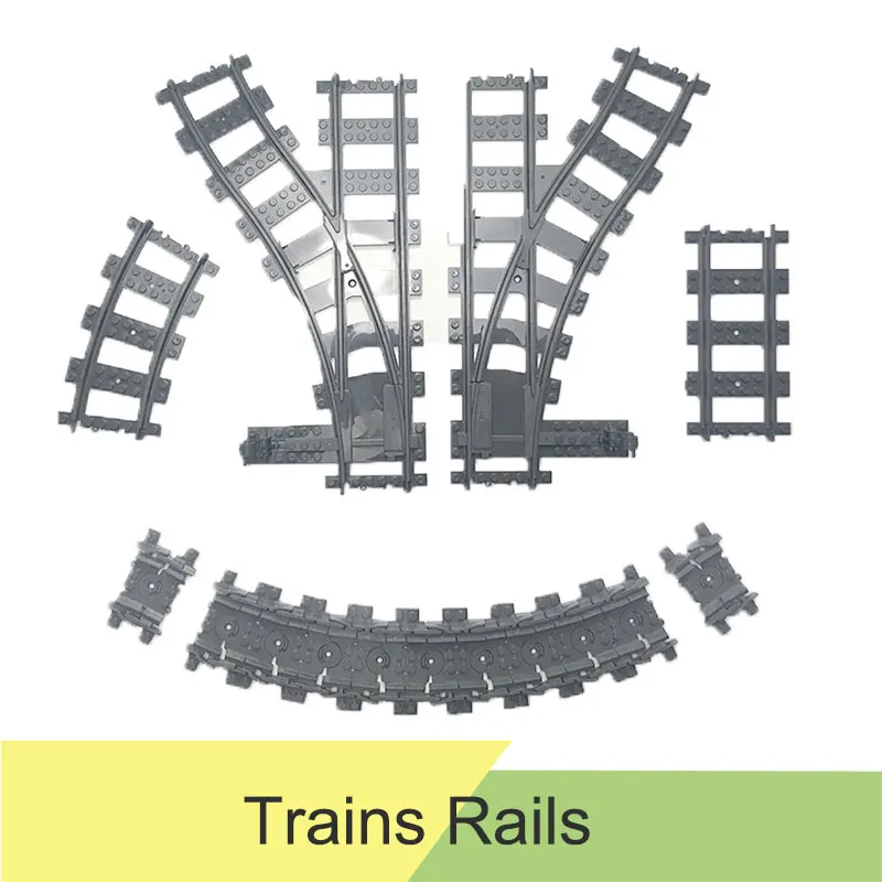 

10-100pcs City Train Track Rail Straight & Curved Rails Flexible Rail Switch Building Blocks Compatible Legingly Track Kid Toys