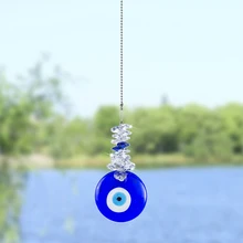 H& D Синий талисман сглаза Suncatcher с хрустальными бусинами Good Luck очаровательное Настенное подвесное украшение подарок для дома, автомобиля, офиса