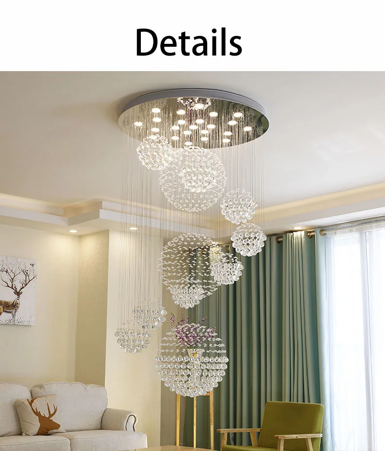 Современные светодиодные роскошные хрустальные люстры, большая подвесная потолочная лампа для Холла отеля, виллы, подвеска в форме цветочного шара