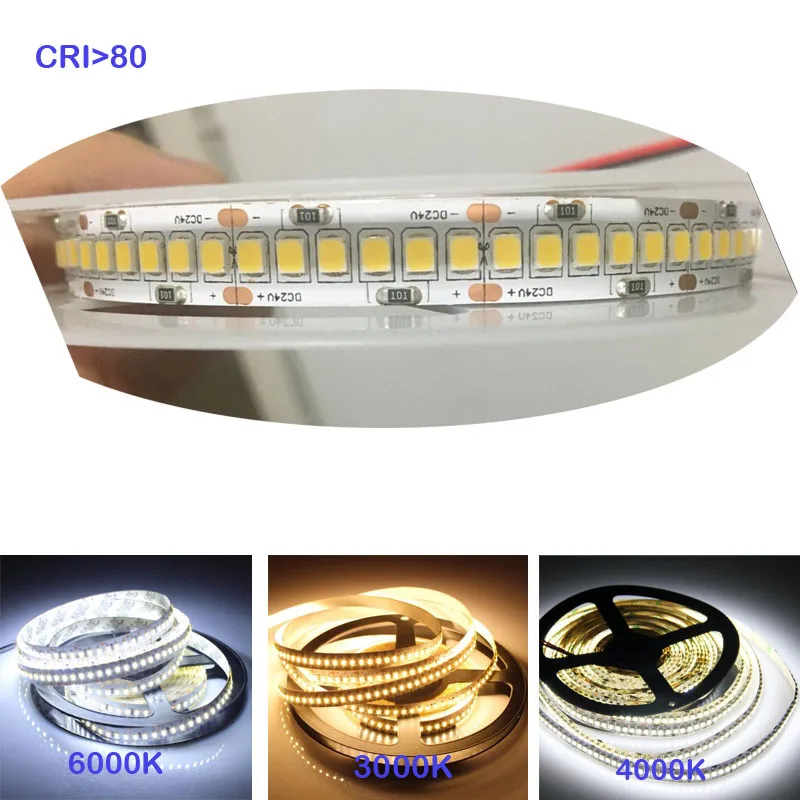 2018 New 1m 1200LEDS 2835 SMD LED Strip 24V 1900lm 240LED/M Gold Line LED Ribbon LED Tape Light Cool White Warm White Natura