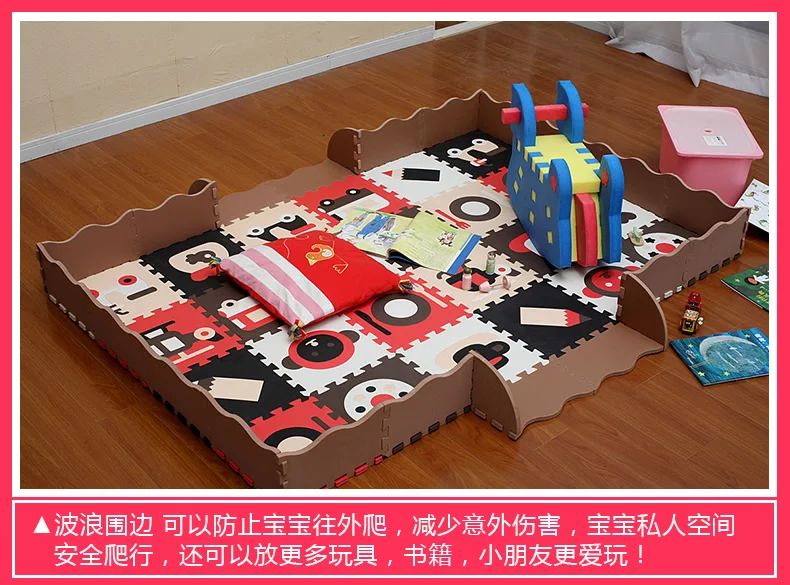 Meitoku детский игровой коврик-пазл, EVA пены блокируя коврики плитки для ребенка, ковер, толщиной 14 мм, все 9 частей и забор