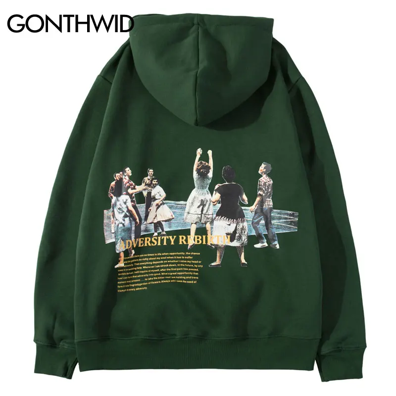 

GONTHWID Adversity Rebirth Print Pullover Hooded Hoodies Fleece Sweatshirts 2019 Hip Hop Casual Streetwear Hoodie Fashion Tops