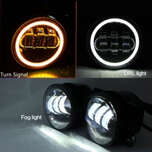 2X 4inch 30W LED Fog Light for 2007-2015 Jeep Wrangler JK CJ TJ LJ Red Turn Signal Light