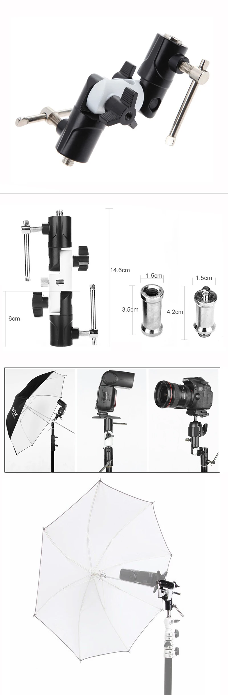 1/"-3/8" флэш-башмак складной зонтик держатель осветительная подставка конверсионный винт кронштейн U Тип DSLR камеры аксессуары