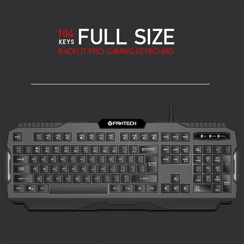 

Professional USB Wired LED Backlit Gaming Keyboard 104 Keys for Laptop Computer S288
