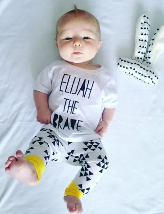 

Infant Baby bebe boy clothes casual T-shirt + pants outfits Ins 2PCS newborn baby clothing sets ELIJAH THE BRAVE triangle group