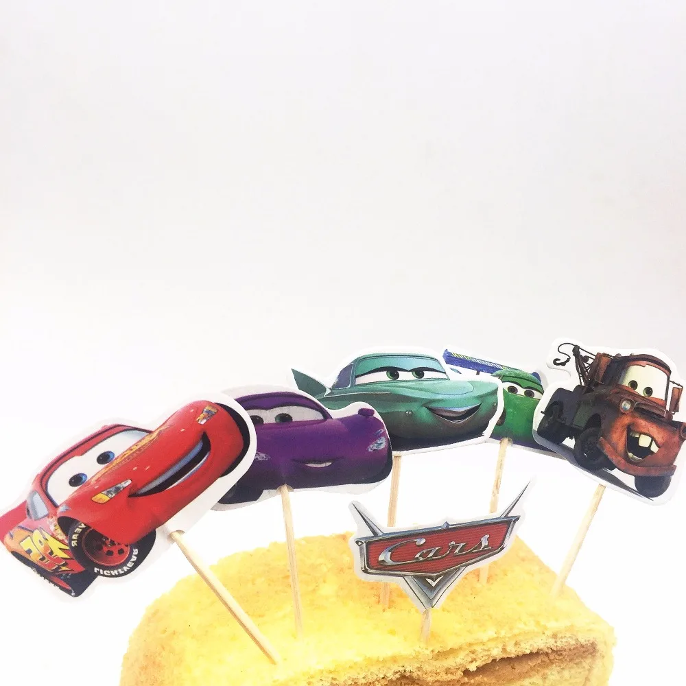 24 шт торт Топпер молния Mcqueen украшение для именинного торта автомобили счастливые вечерние поставки автомобили украшения торта