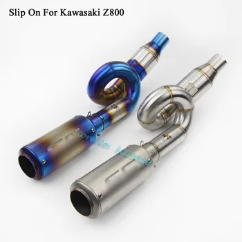 

Slip On For Kawasaki Z800 Motorcycle Modified Exhaust Muffler Escape with Connect Pipe Middle Link Mid Pipe Stainless Steel Blue