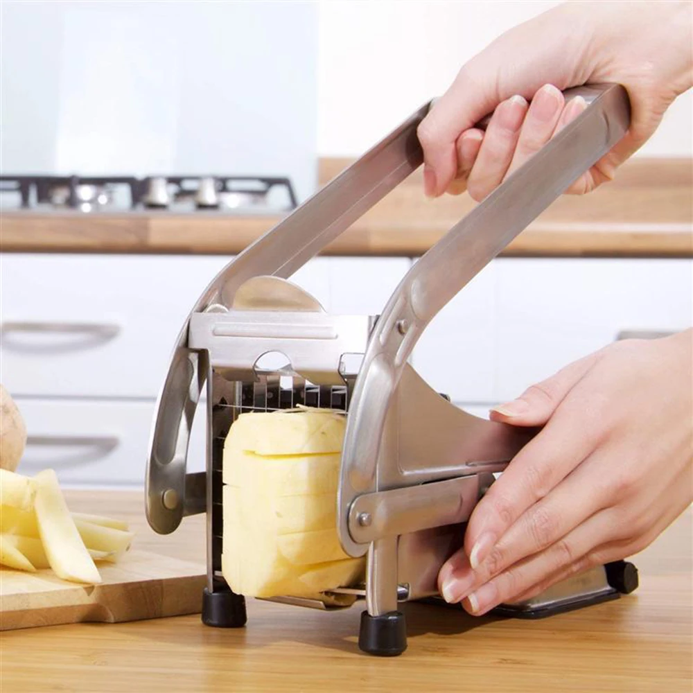 

Effective Potato Chips Making Machine Stainless Steel French Fry Potato Cutter Slicer Chipper Cucumber Slice Cut Kitchen Gadgets