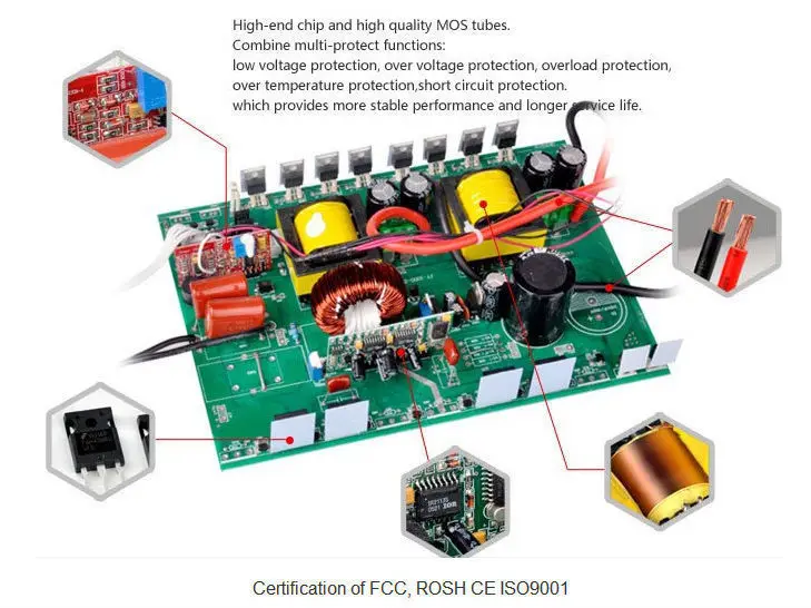 Двойное цифровое табло 4KW 4000 W Чистая Синусоидальная волна DC 12 V к AC 220 V 60 HZ инвертор