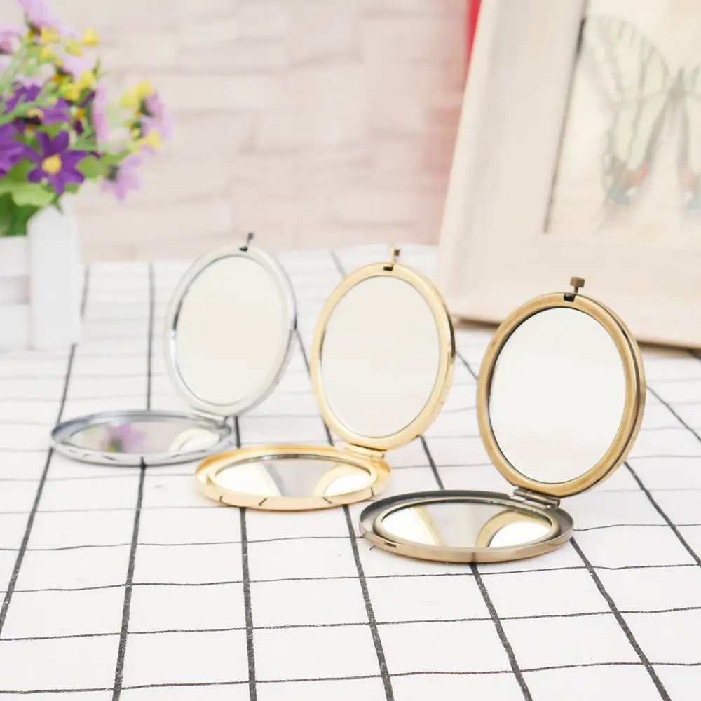 Fashion Round Metal Pocket Makeup Mirrors Portable Cosmetic Mini Mirror Lady Girls Giftin