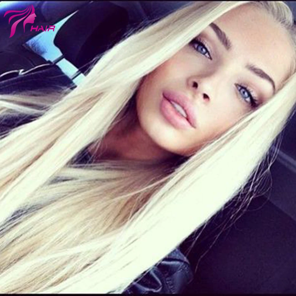 

10A Grade Color #60 Full Lace Human Hair Wig Silky Straight Blonde Lace Front Wig Human Hair Glueless Full Lace Wig Blonde Hair