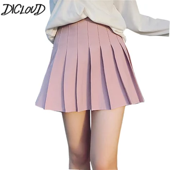 

2018 New High Waist Ball Summer Pleated Skirts Harajuku Mini Skirts Solid A-Line Sailor Skirt Plus Size Japanese School Unifor