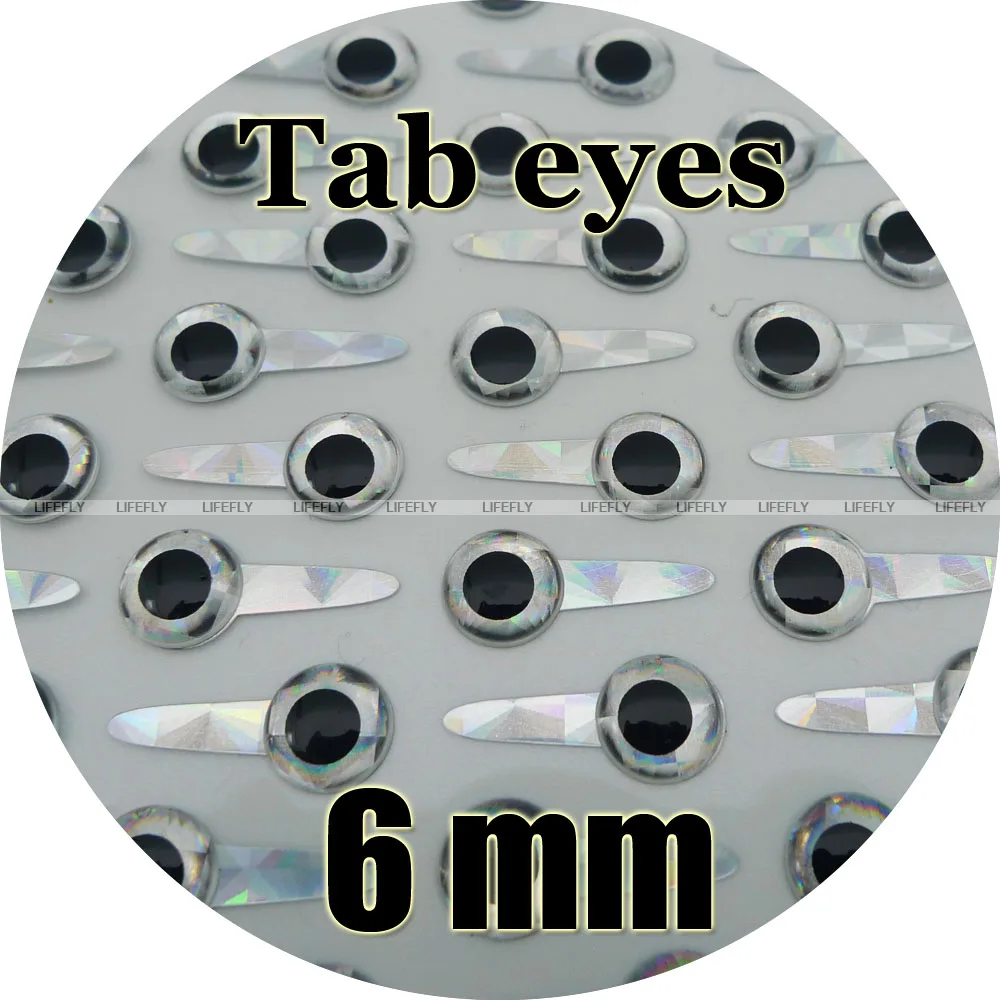6mm 3d Tab Silver / 300 Soft Molded 3d Holographic Fish Eyes, Fly Tying