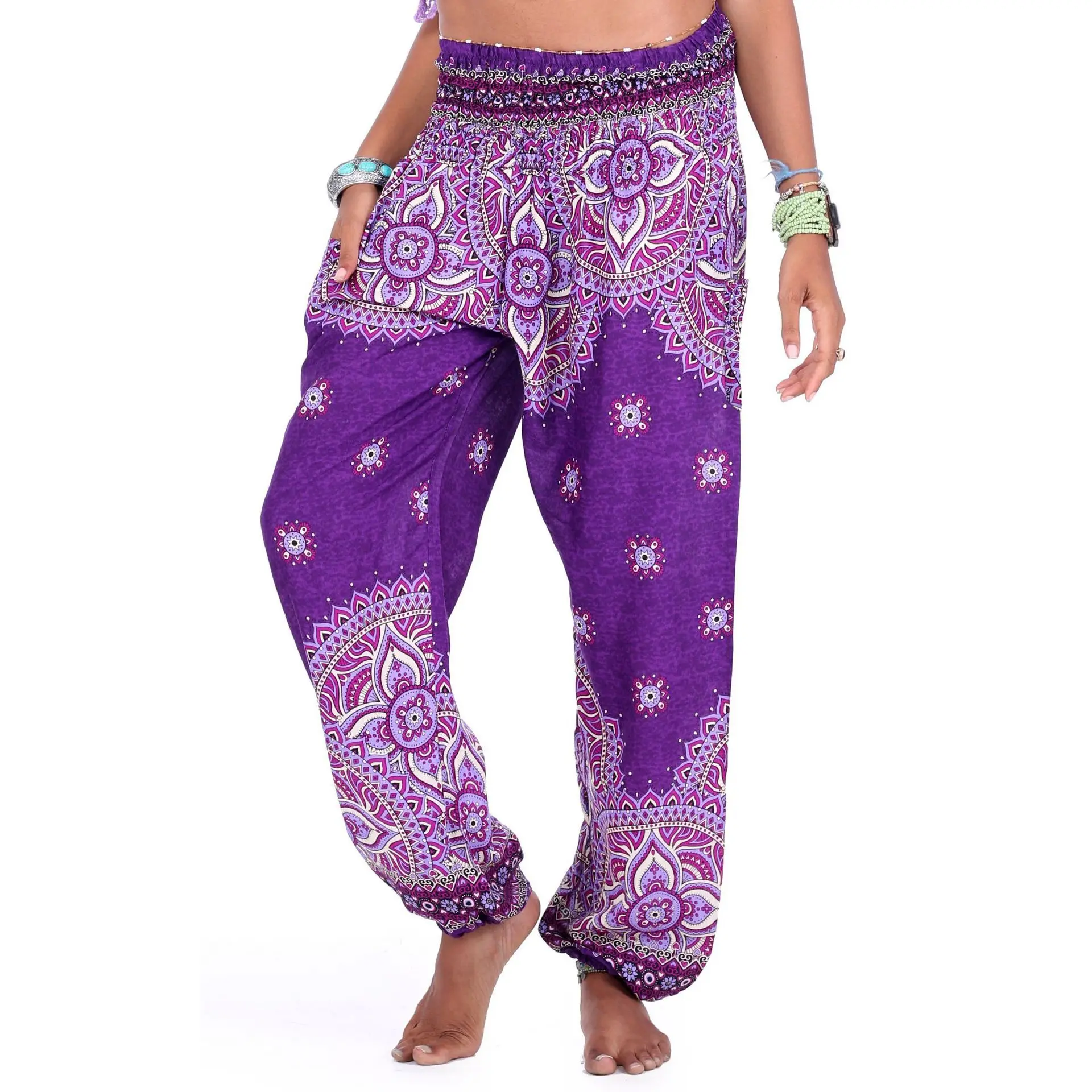 Мода, Женский Тайский костюм для йоги, фитнеса, индийского танца, богемные шаровары, женские широкие штаны-шаровары, свободные штаны - Цвет: YCI047