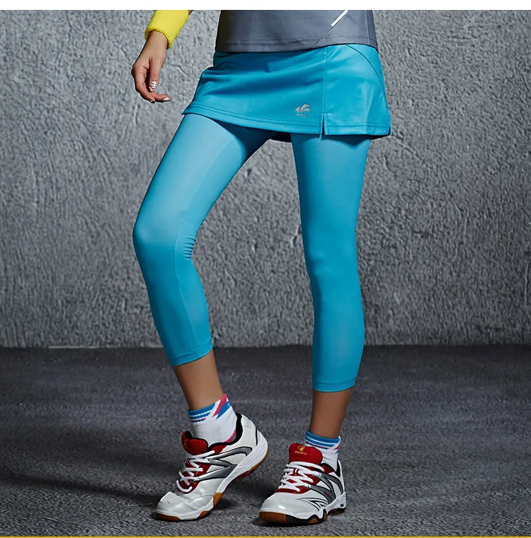 Осенняя и зимняя одежда для бадминтона, тенниса, быстросохнущая дышащая юбка-штаны для бадминтона, длинные штаны для бега - Цвет: Синий