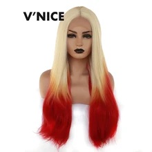 Прямой с волнистыми концами блонд синтетический парик фронта шнурка 613/желтый/красный отбеливатель блонд ежедневный натуральный парик для белых женщин