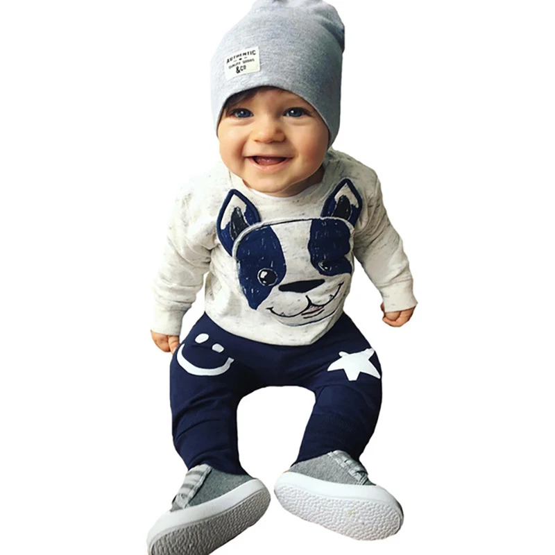 

Newborn Baby Boys Girls Set Hooded Sweatshirt Pants Cartoon Dog Tops Print Long Sleeve Hoodie Infant Kids Fall Clothes 6M - 18M