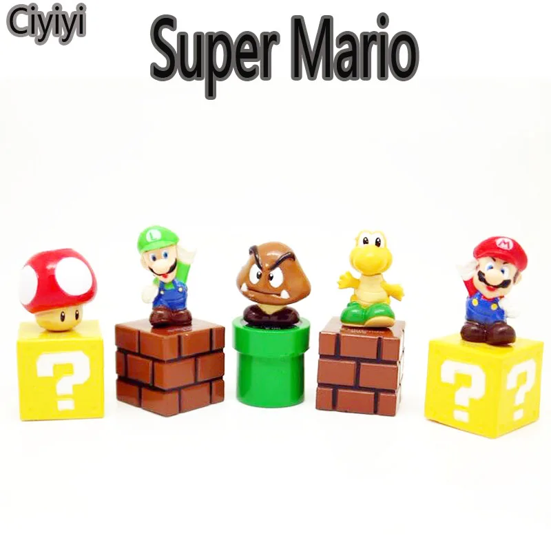 

5 PCS/Lot Cartoon Super Mario Pvc Action Toy Cute Anime Super Mario Display Model Collection Jouet Children Birthday Gift