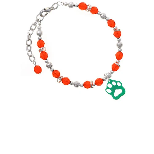 Acrylic Small Paw Green Orange Beaded Bracelet